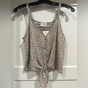 Sienna Sky Pink and Brown Tie Front Camisole